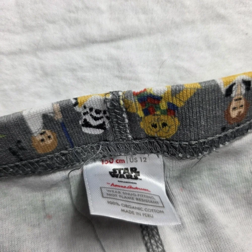 hanna andersson boy's pajama pants star wars christmas gray size 12
